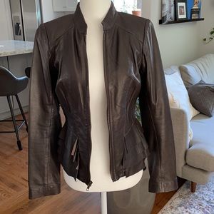 Chocolate soft leather jacket.
